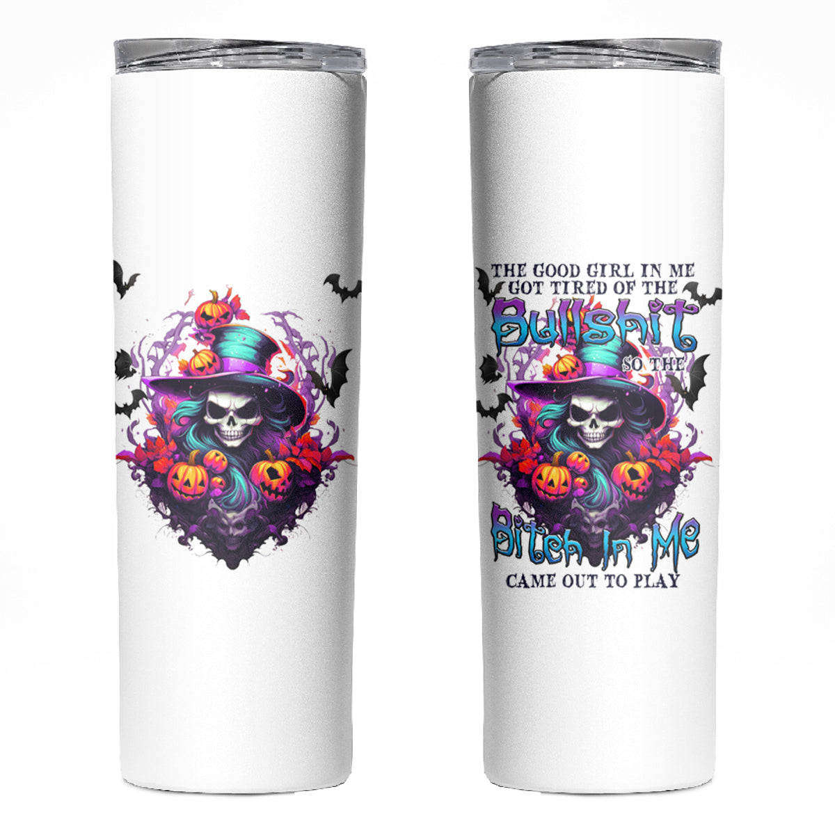 The Good Girl In Me Halloween Witch Skinny Tumbler - Wonder Print Shop