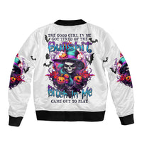 The Good Girl In Me Halloween Witch Sleeve Zip Bomber Jacket - Wonder Print Shop