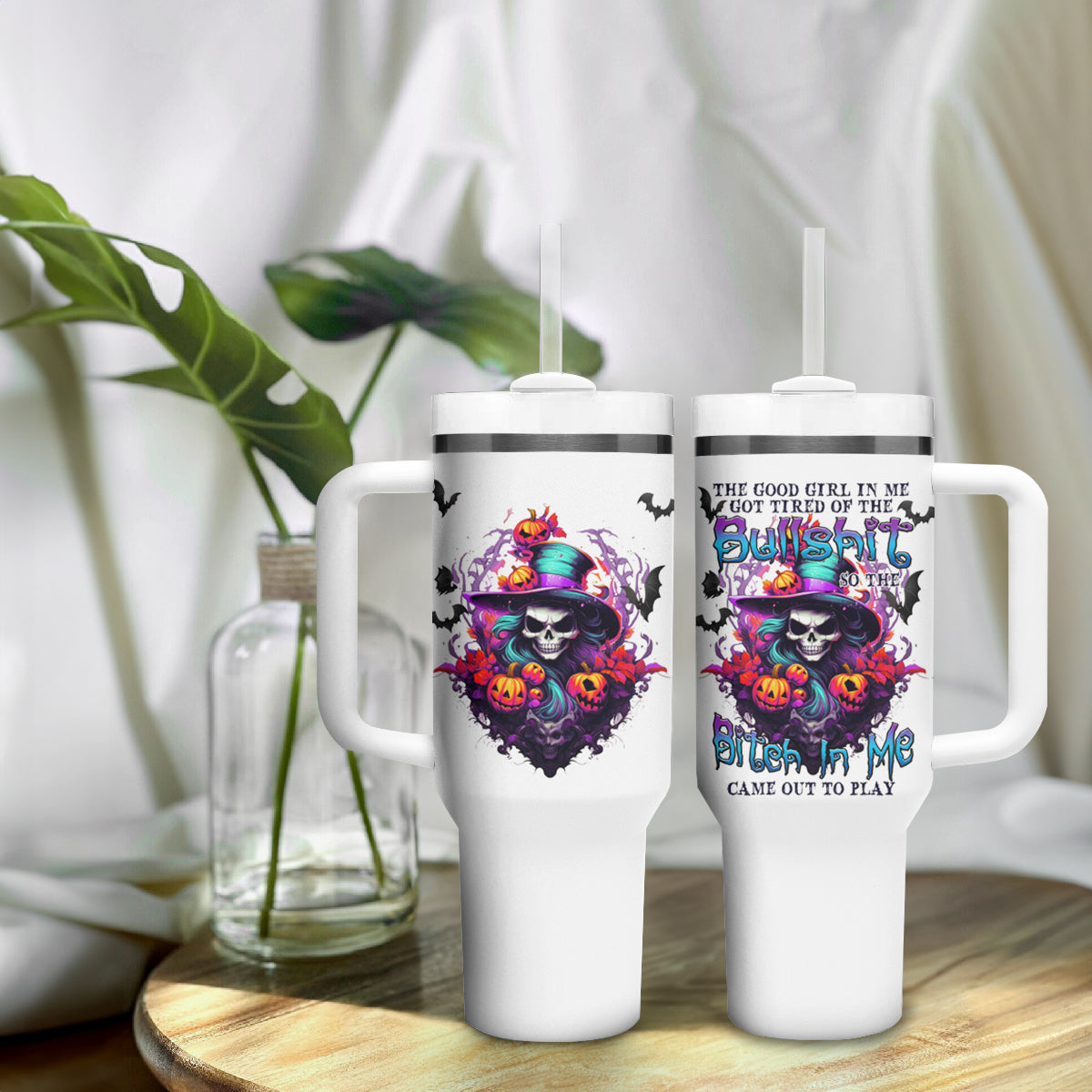 The Good Girl In Me Halloween Witch Tumbler With Handle - Wonder Print Shop