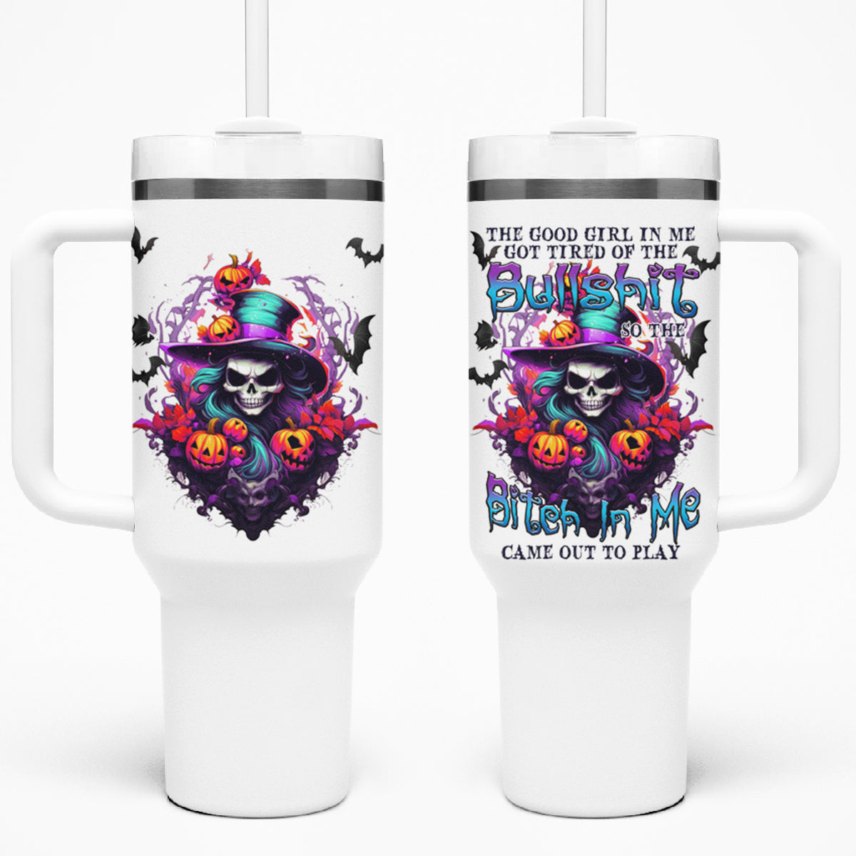 The Good Girl In Me Halloween Witch Tumbler With Handle - Wonder Print Shop