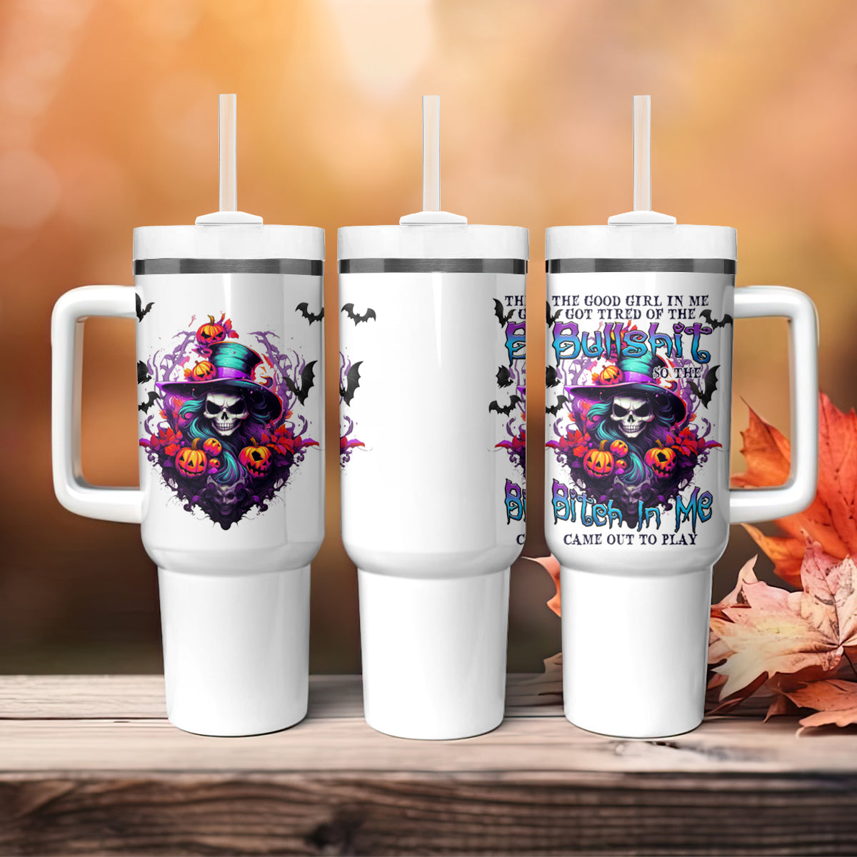 The Good Girl In Me Halloween Witch Tumbler With Handle - Wonder Print Shop
