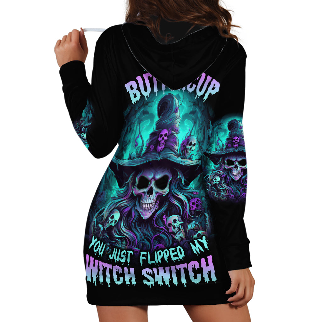 Buckle Up Buttercup Skull Witch Halloween Hoodie Dress - Wonder Print Shop