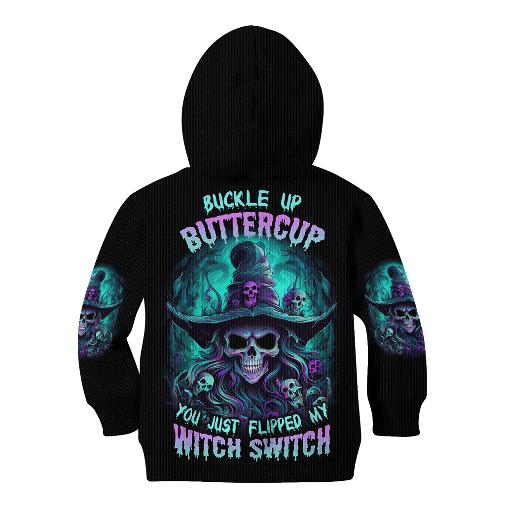 Buckle Up Buttercup Skull Witch Halloween Kid Hoodie - Wonder Print Shop