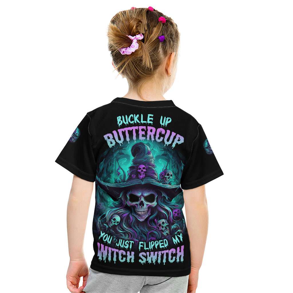 Buckle Up Buttercup Skull Witch Halloween Kid T Shirt - Wonder Print Shop