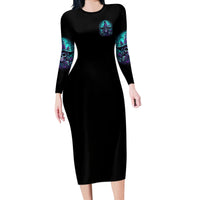 Buckle Up Buttercup Skull Witch Halloween Long Sleeve Bodycon Dress - Wonder Print Shop