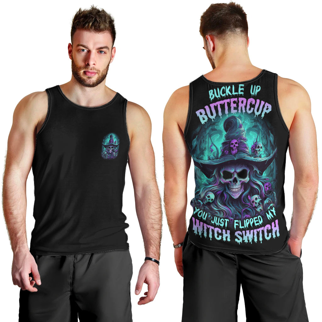 Buckle Up Buttercup Skull Witch Halloween Men Tank Top - Wonder Print Shop