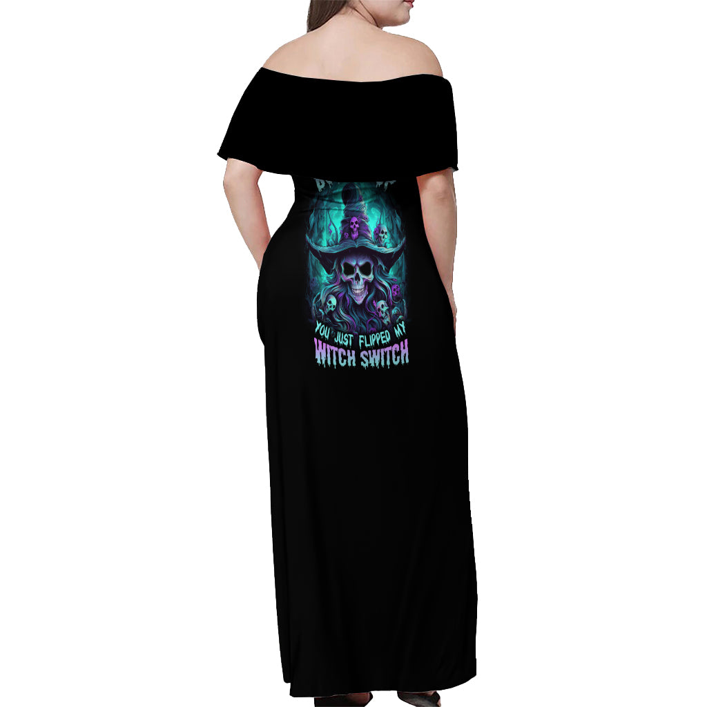 Buckle Up Buttercup Skull Witch Halloween Off Shoulder Maxi Dress - Wonder Print Shop