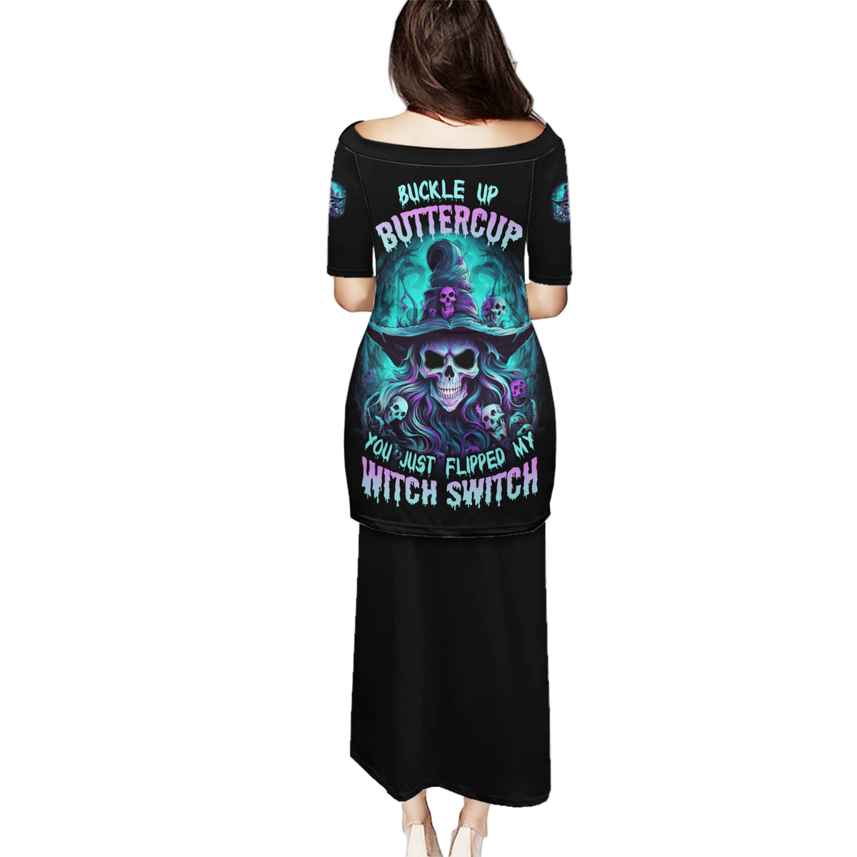 Buckle Up Buttercup Skull Witch Halloween Puletasi - Wonder Print Shop