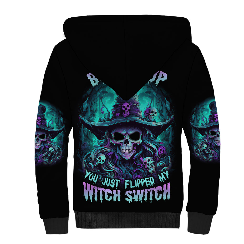 Buckle Up Buttercup Skull Witch Halloween Sherpa Hoodie - Wonder Print Shop