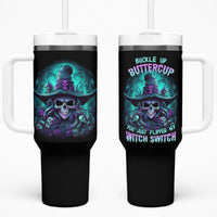 Buckle Up Buttercup Skull Witch Halloween Tumbler With Handle - Wonder Print Shop