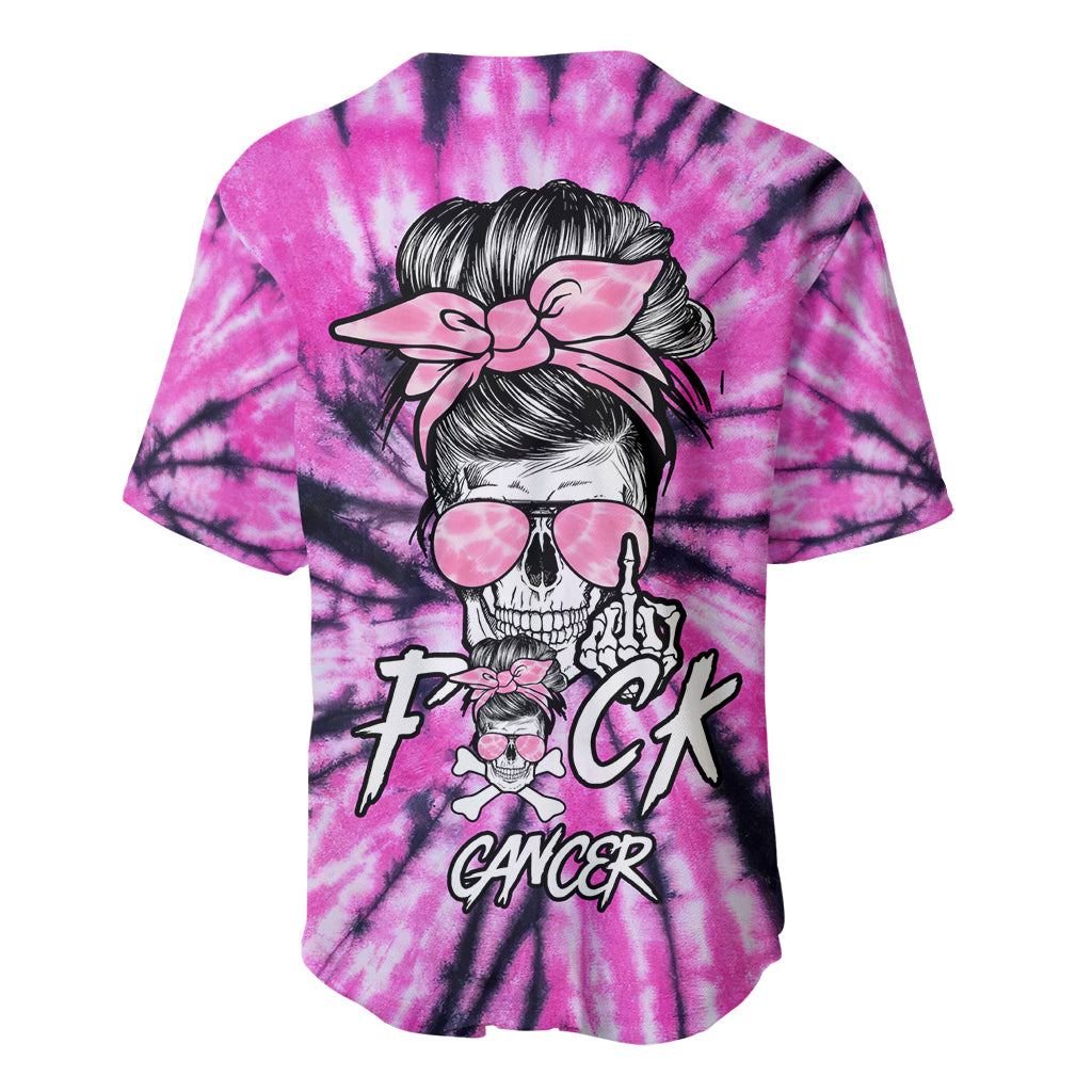 Fcks Cancer Skull Tie Dye Baseball Jersey - Wonder Print Shop