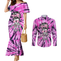 fcks-cancer-skull-tie-dye-couples-matching-mermaid-dress-and-long-sleeve-button-shirt