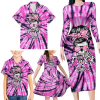 Fcks Cancer Skull Tie Dye Family Matching Long Sleeve Bodycon Dress and Hawaiian Shirt - Wonder Print Shop