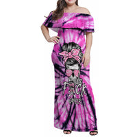 Fcks Cancer Skull Tie Dye Family Matching Off Shoulder Maxi Dress and Hawaiian Shirt - Wonder Print Shop