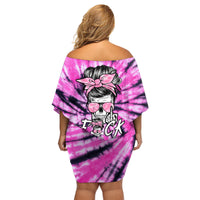Fcks Cancer Skull Tie Dye Family Matching Off Shoulder Short Dress and Hawaiian Shirt - Wonder Print Shop