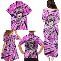 Fcks Cancer Skull Tie Dye Family Matching Puletasi Dress and Hawaiian Shirt - Wonder Print Shop
