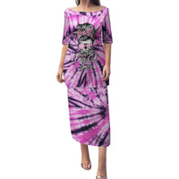 Fcks Cancer Skull Tie Dye Family Matching Puletasi Dress and Hawaiian Shirt - Wonder Print Shop