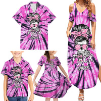 Fcks Cancer Skull Tie Dye Family Matching Summer Maxi Dress and Hawaiian Shirt - Wonder Print Shop