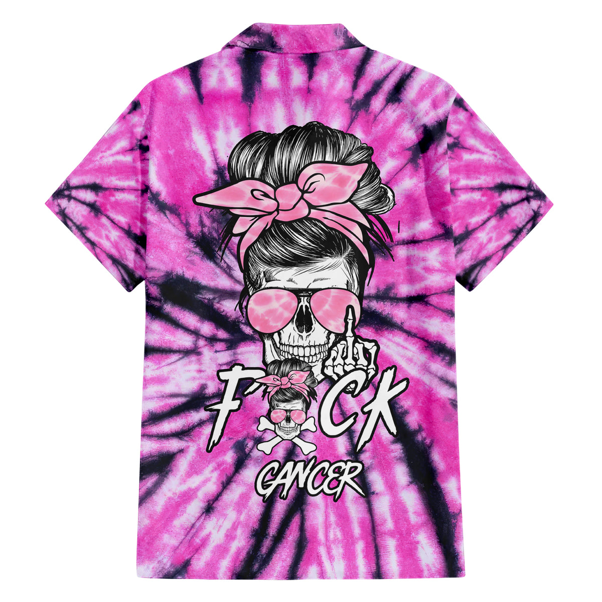 Fcks Cancer Skull Tie Dye Hawaiian Shirt - Wonder Print Shop