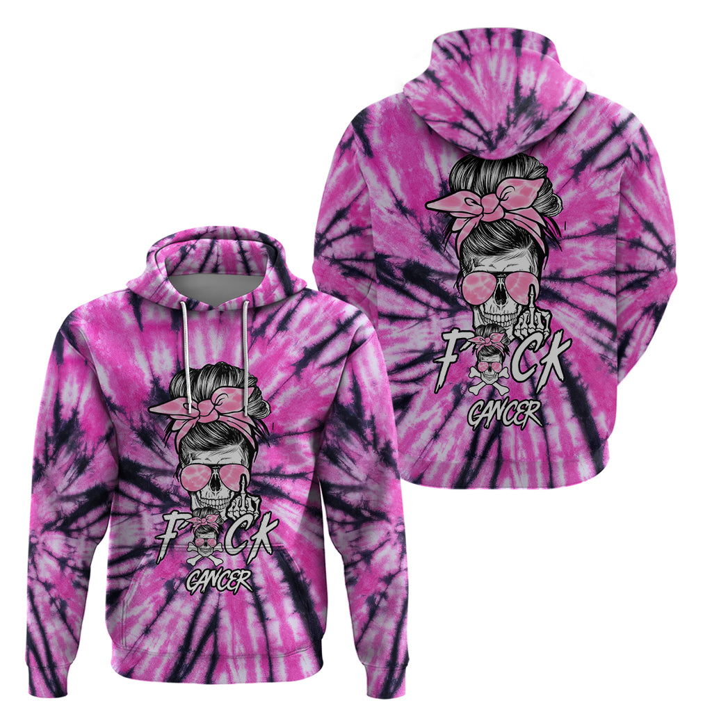 Fcks Cancer Skull Tie Dye Hoodie - Wonder Print Shop