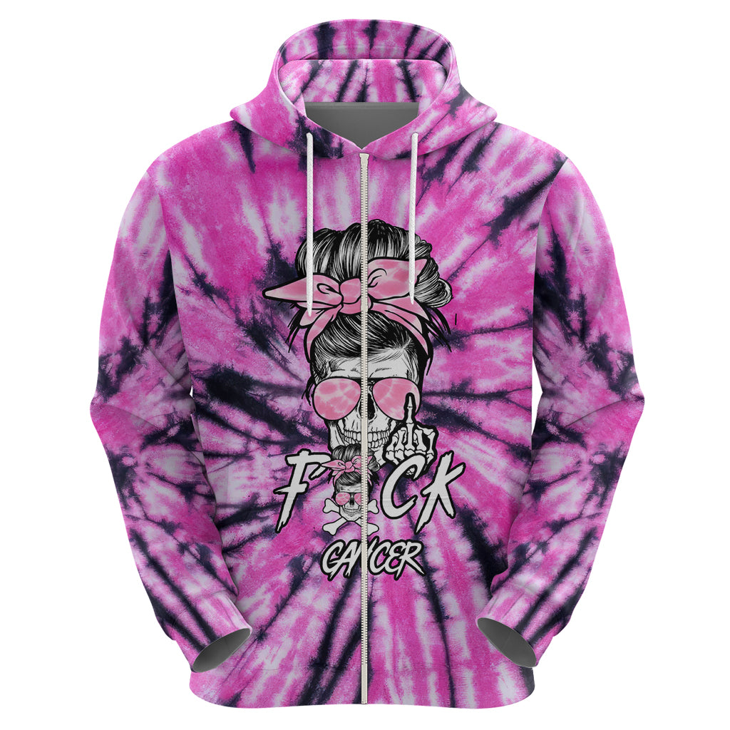 Fcks Cancer Skull Tie Dye Hoodie - Wonder Print Shop