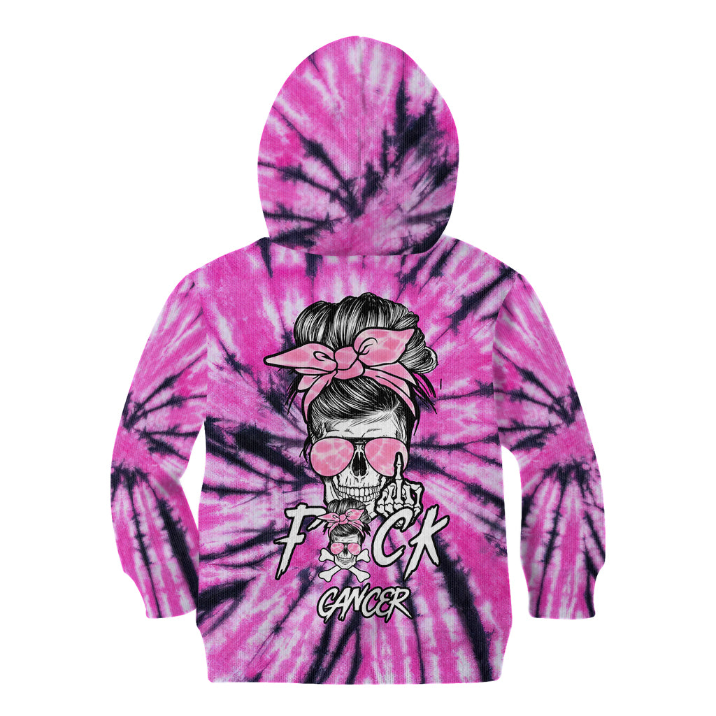Fcks Cancer Skull Tie Dye Kid Hoodie - Wonder Print Shop