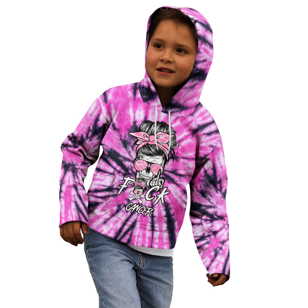 Fcks Cancer Skull Tie Dye Kid Hoodie - Wonder Print Shop