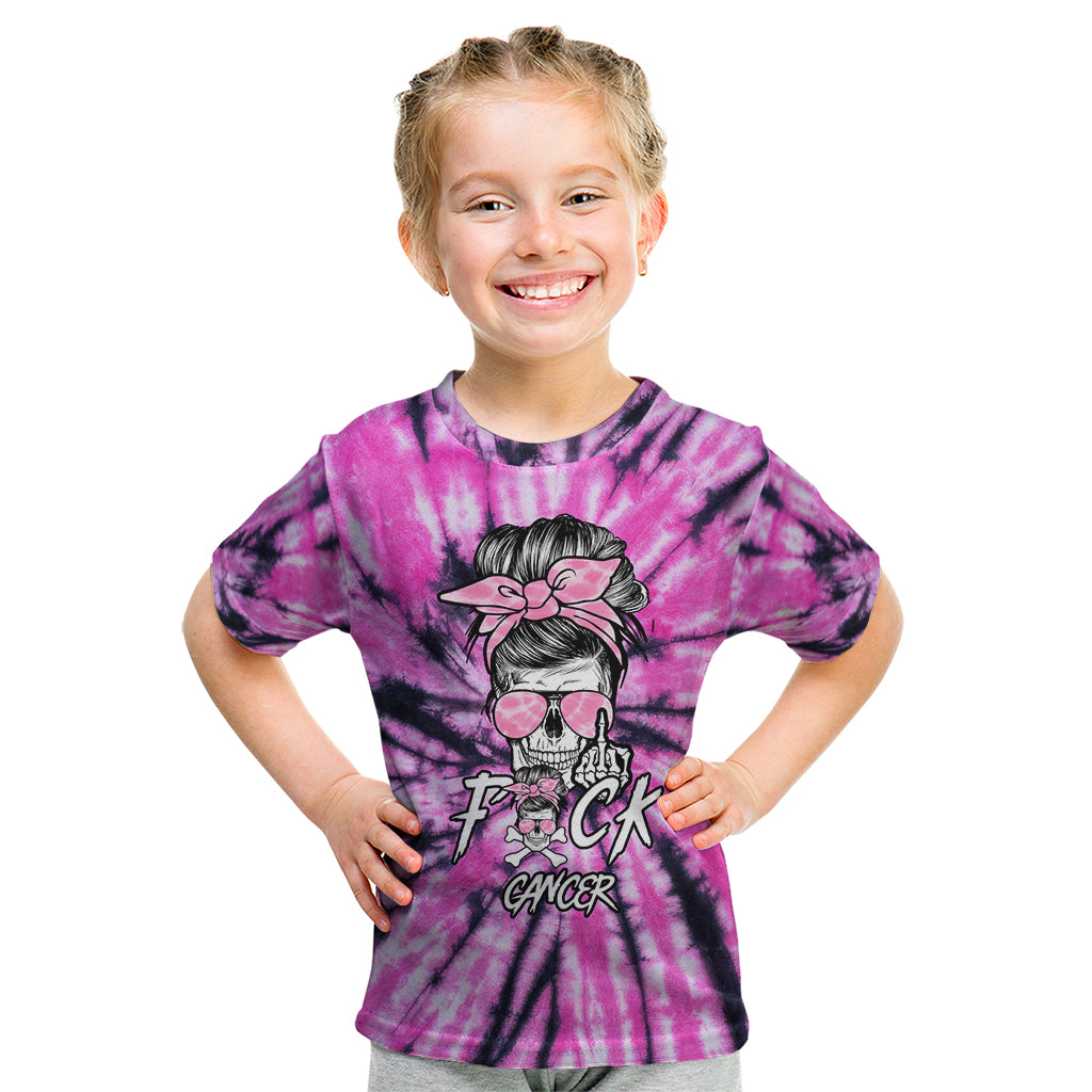 Fcks Cancer Skull Tie Dye Kid T Shirt - Wonder Print Shop