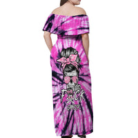 Fcks Cancer Skull Tie Dye Off Shoulder Maxi Dress - Wonder Print Shop