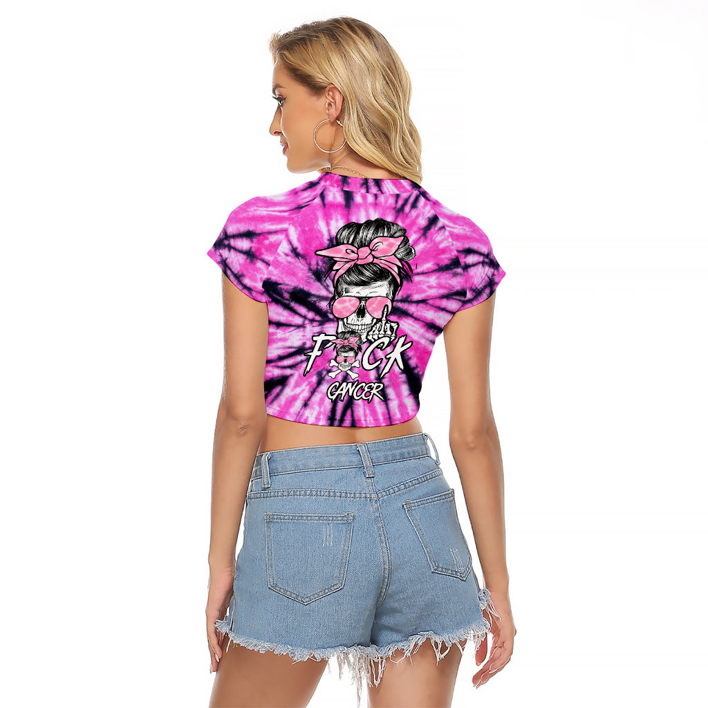 Fcks Cancer Skull Tie Dye Raglan Cropped T Shirt - Wonder Print Shop