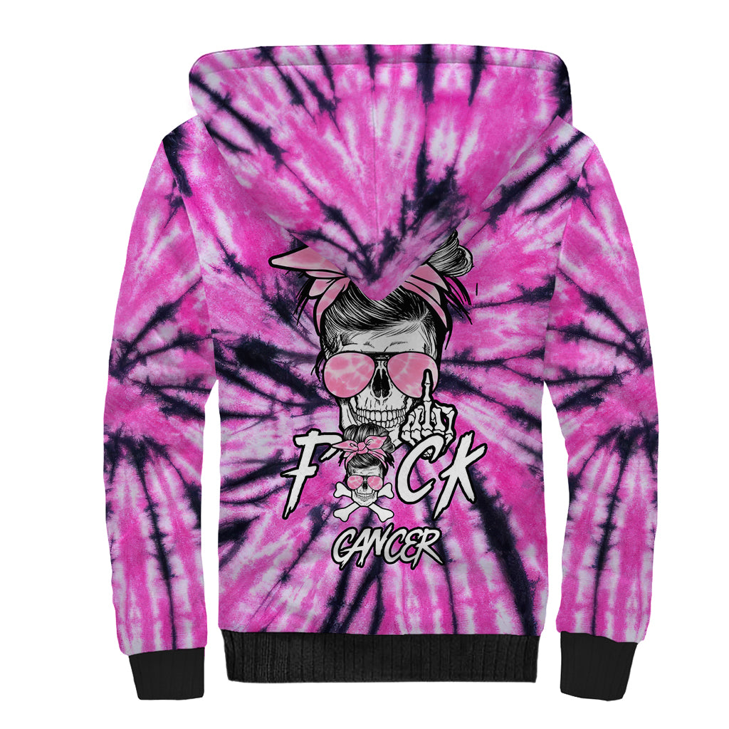 Fcks Cancer Skull Tie Dye Sherpa Hoodie - Wonder Print Shop