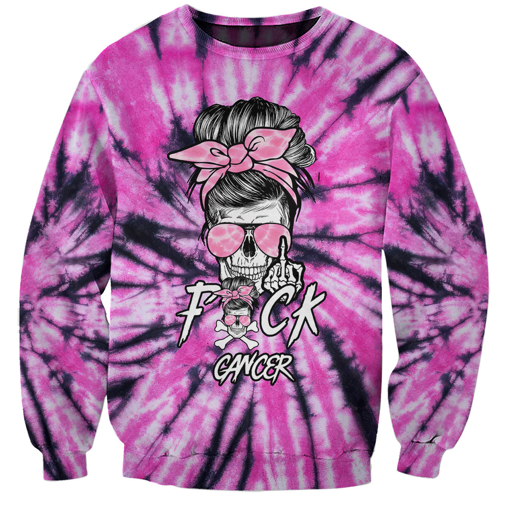 Fcks Cancer Skull Tie Dye Sweatshirt - Wonder Print Shop