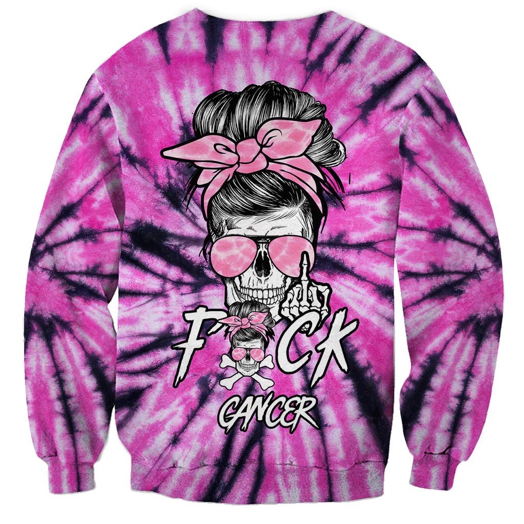 Fcks Cancer Skull Tie Dye Sweatshirt - Wonder Print Shop
