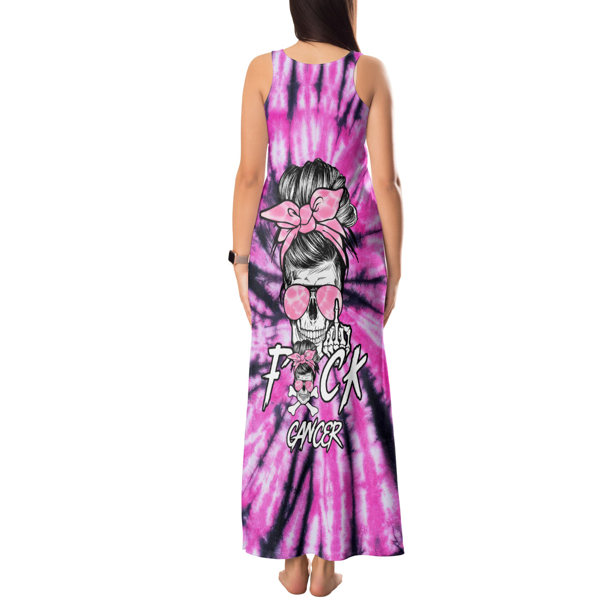 Fcks Cancer Skull Tie Dye Tank Maxi Dress - Wonder Print Shop
