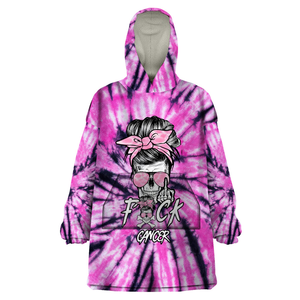 Fcks Cancer Skull Tie Dye Wearable Blanket Hoodie - Wonder Print Shop