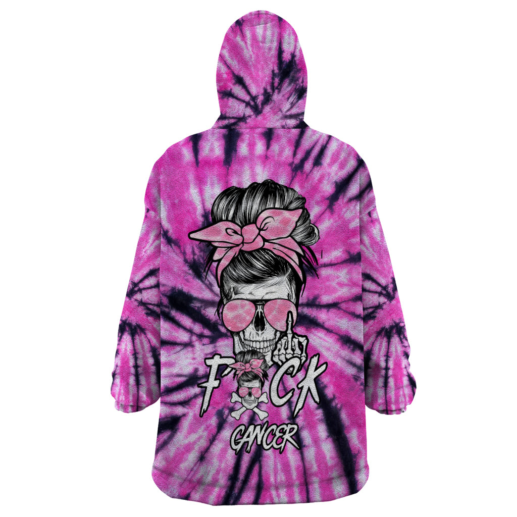 Fcks Cancer Skull Tie Dye Wearable Blanket Hoodie - Wonder Print Shop