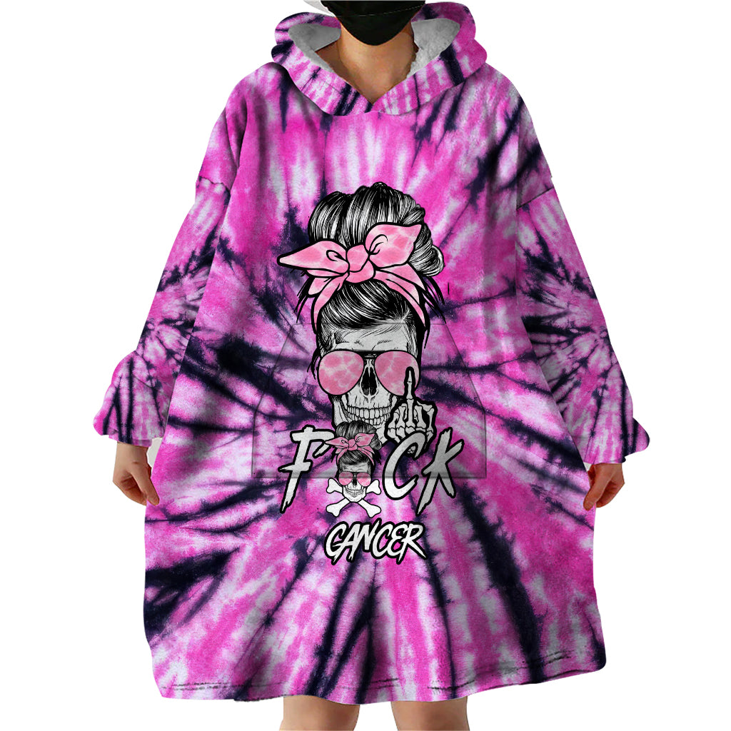 Fcks Cancer Skull Tie Dye Wearable Blanket Hoodie - Wonder Print Shop