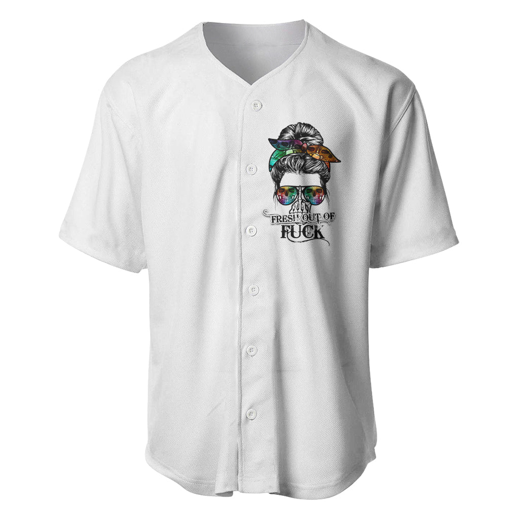 Fresh Out Of Fcks Messy Bun Tie Dye Baseball Jersey - Wonder Print Shop