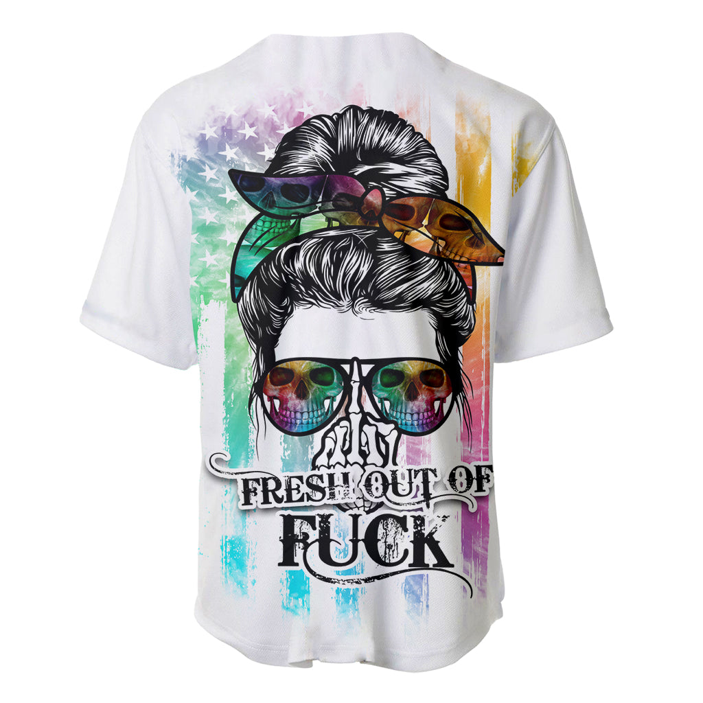 Fresh Out Of Fcks Messy Bun Tie Dye Baseball Jersey - Wonder Print Shop