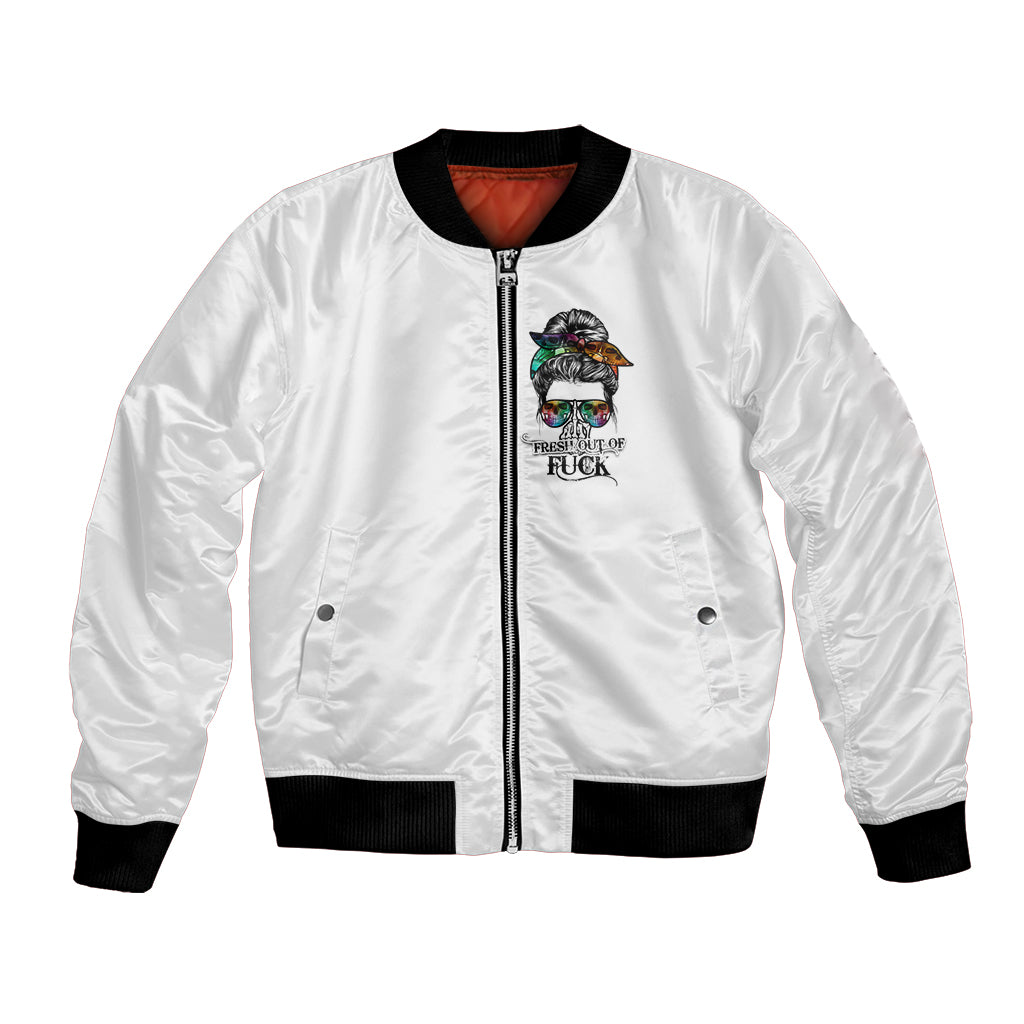 Fresh Out Of Fcks Messy Bun Tie Dye Bomber Jacket - Wonder Print Shop