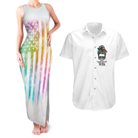 Fresh Out Of Fcks Messy Bun Tie Dye Couples Matching Tank Maxi Dress and Hawaiian Shirt - Wonder Print Shop