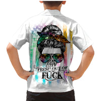 Fresh Out Of Fcks Messy Bun Tie Dye Family Matching Mermaid Dress and Hawaiian Shirt - Wonder Print Shop