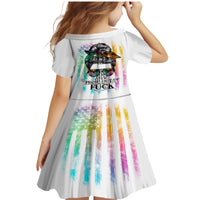 Fresh Out Of Fcks Messy Bun Tie Dye Family Matching Mermaid Dress and Hawaiian Shirt - Wonder Print Shop