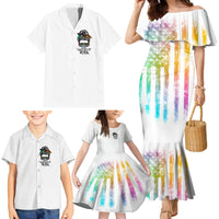 Fresh Out Of Fcks Messy Bun Tie Dye Family Matching Mermaid Dress and Hawaiian Shirt - Wonder Print Shop