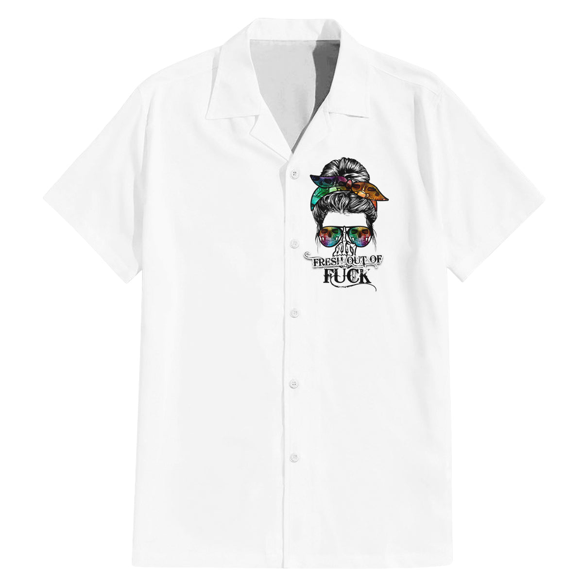 Fresh Out Of Fcks Messy Bun Tie Dye Family Matching Mermaid Dress and Hawaiian Shirt - Wonder Print Shop