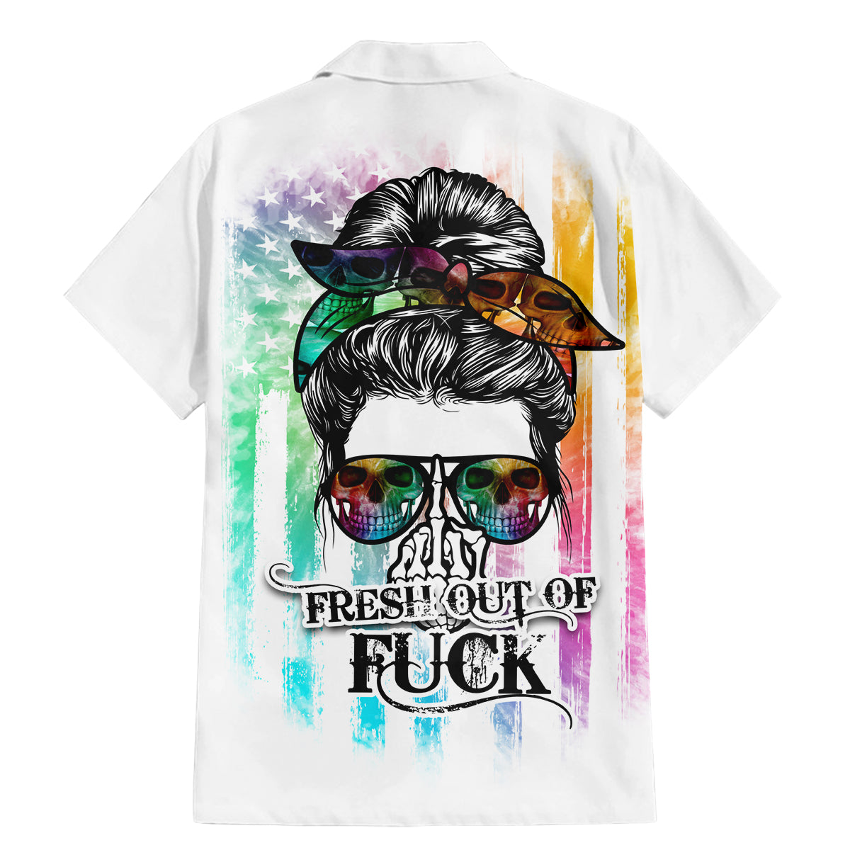 Fresh Out Of Fcks Messy Bun Tie Dye Family Matching Mermaid Dress and Hawaiian Shirt - Wonder Print Shop