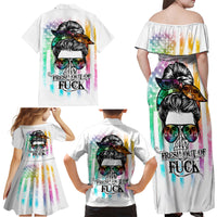 Fresh Out Of Fcks Messy Bun Tie Dye Family Matching Off Shoulder Maxi Dress and Hawaiian Shirt - Wonder Print Shop