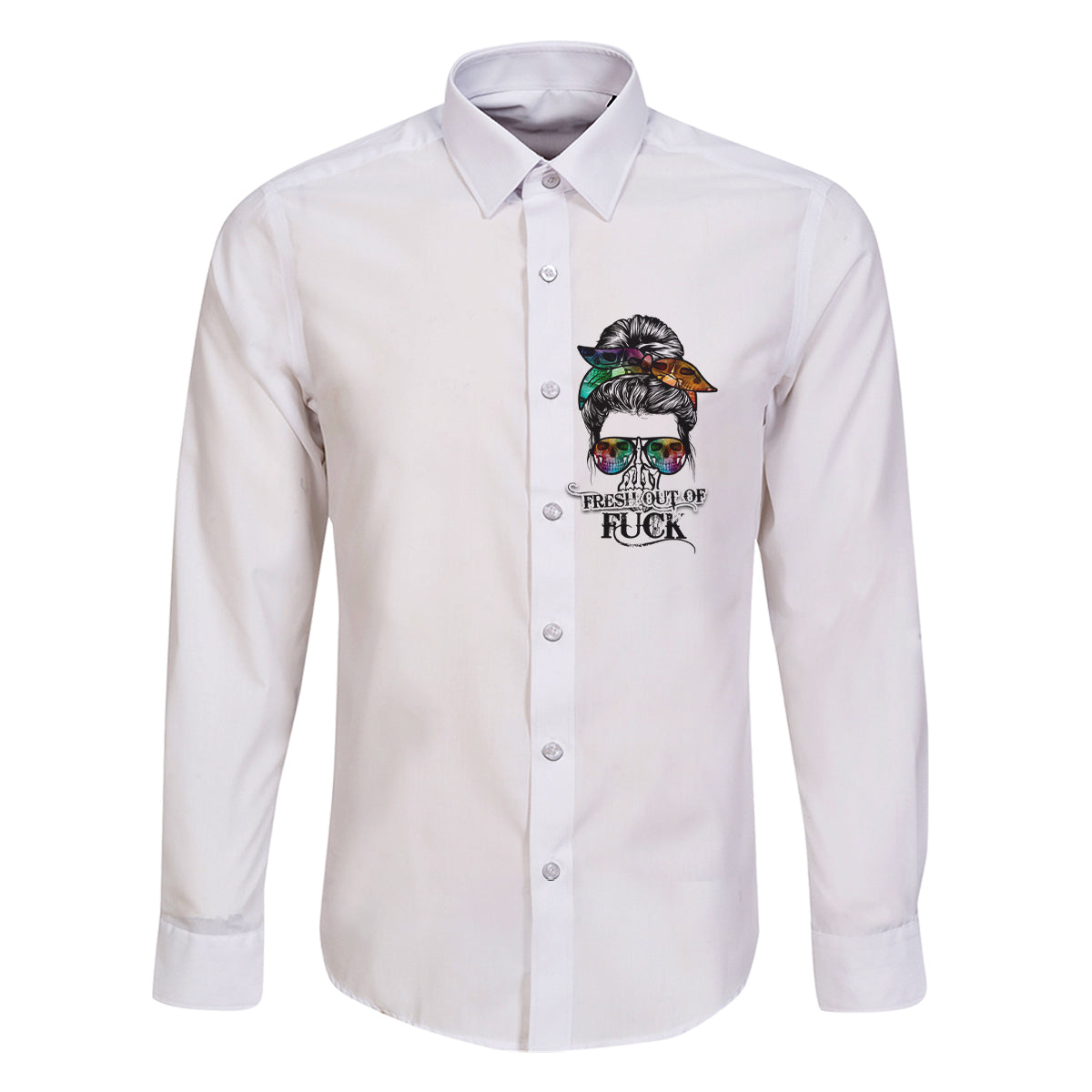 Fresh Out Of Fcks Messy Bun Tie Dye Family Matching Off Shoulder Maxi Dress and Hawaiian Shirt - Wonder Print Shop