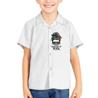 Fresh Out Of Fcks Messy Bun Tie Dye Family Matching Off Shoulder Maxi Dress and Hawaiian Shirt - Wonder Print Shop