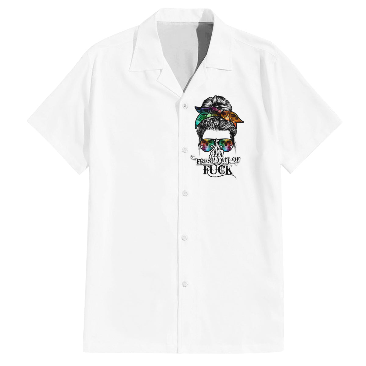 Fresh Out Of Fcks Messy Bun Tie Dye Family Matching Puletasi Dress and Hawaiian Shirt - Wonder Print Shop